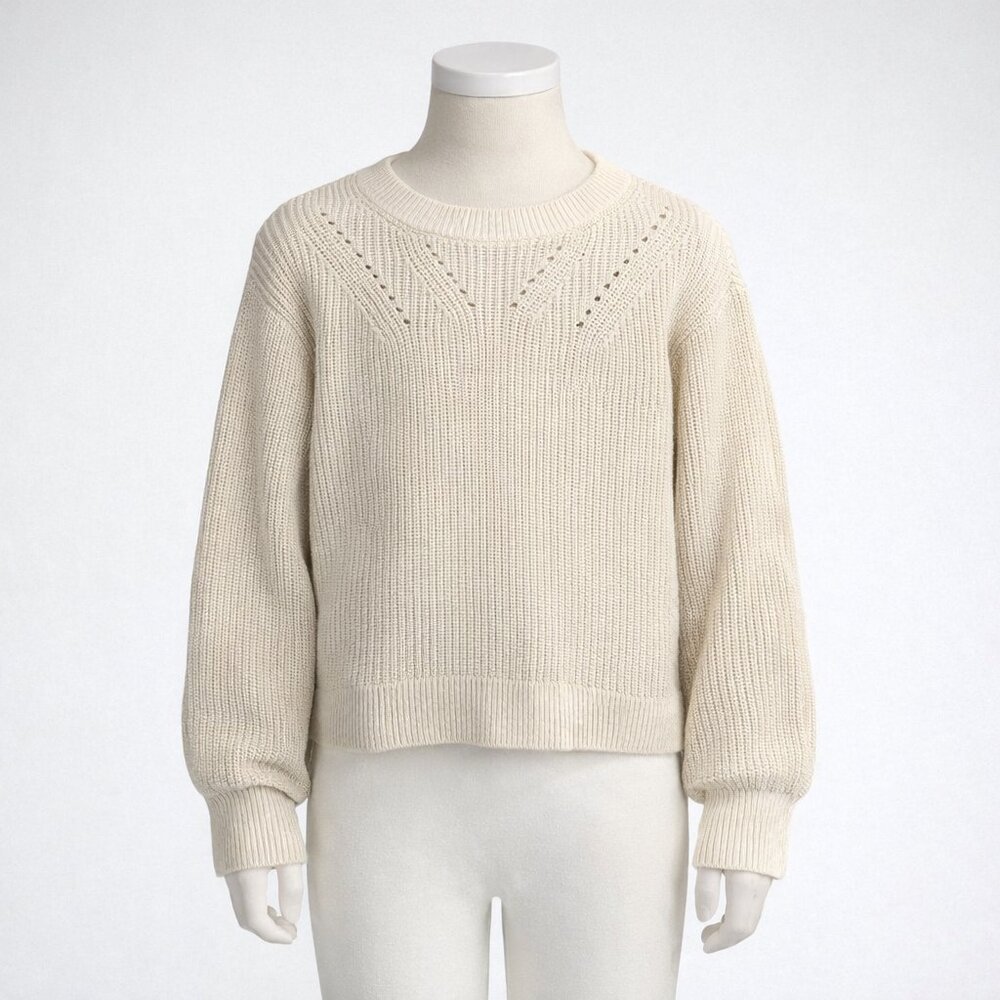 GAP Kids Cream Cotton Knit Sweater Crewneck Textured XXL 14 16